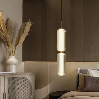 American retro frosted glass staircase pendant light dining room