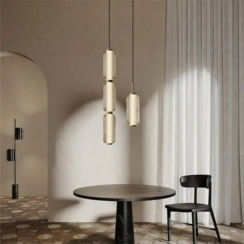 American retro frosted glass staircase pendant light dining room