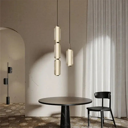 American retro frosted glass staircase pendant light dining room