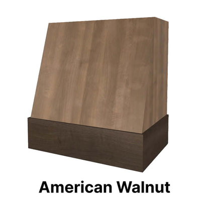Wood Range Hood With Angled Front and Walnut Band - 30", 36", 42", 48", 54" and 60" Widths Available
