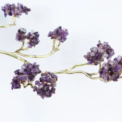 Amethyst and brass decorative sculpture living room crystal tree