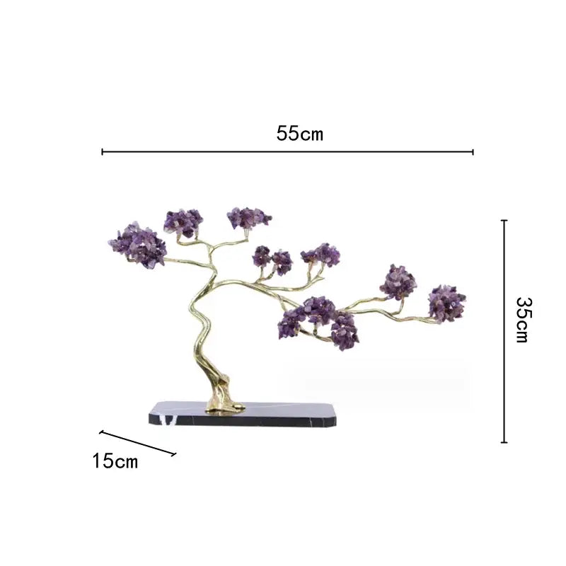 Amethyst and brass decorative sculpture living room crystal tree