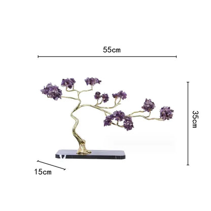 Amethyst and brass decorative sculpture living room crystal tree
