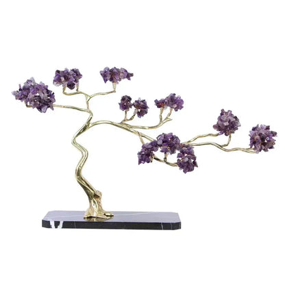 Amethyst and gold metal decorative figurine for living room decor