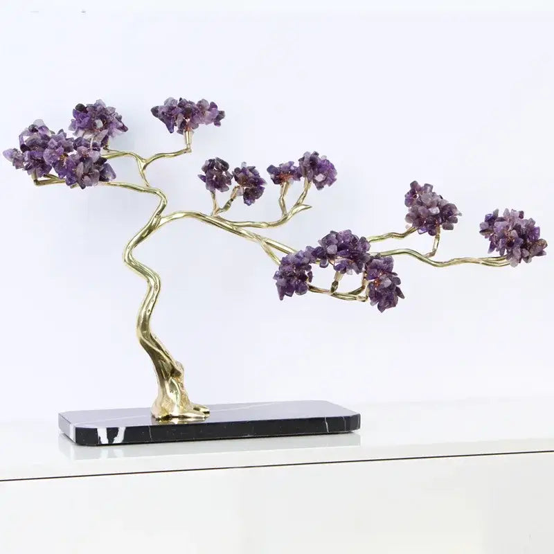 Amethyst and gold metal decorative figurine for living room decor