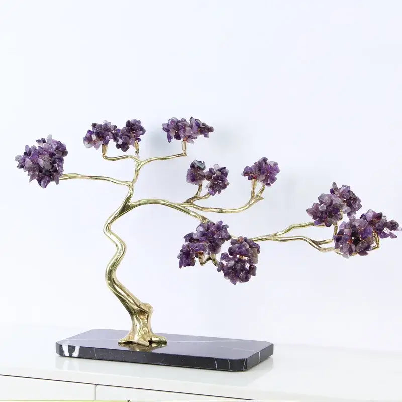 Amethyst and gold metal decorative figurine for living room decor