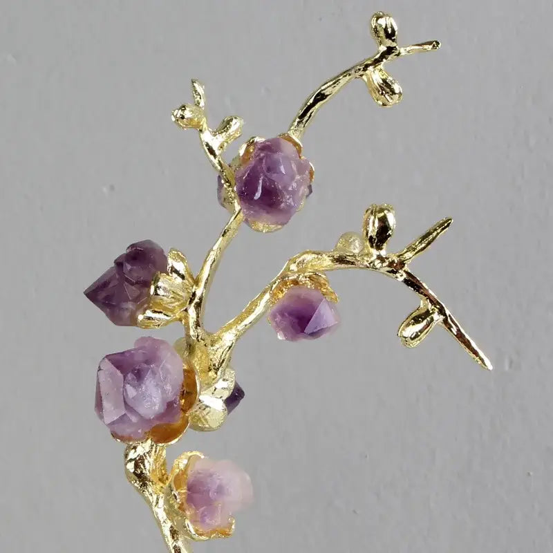 Amethyst brass tree ornament living room crystal sculpture