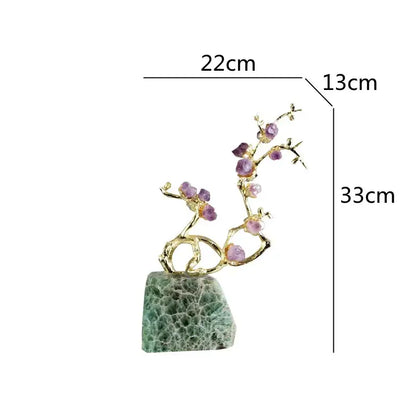 Amethyst brass tree ornament living room crystal sculpture