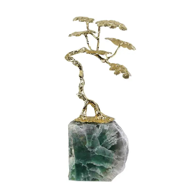 Amethyst brass tree ornament living room crystal sculpture