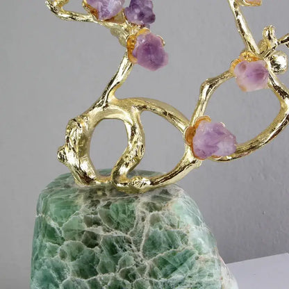Amethyst brass tree ornament living room crystal sculpture