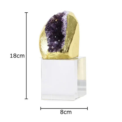 Amethyst crystal base geode set of 3 bedroom desk ornament