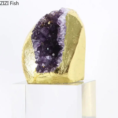 Amethyst crystal base geode set of 3 bedroom desk ornament