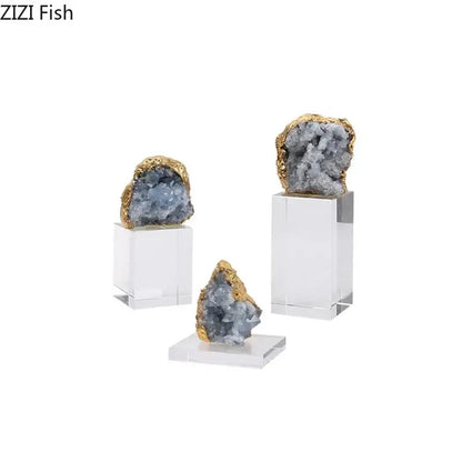 Amethyst crystal base geode set of 3 bedroom desk ornament