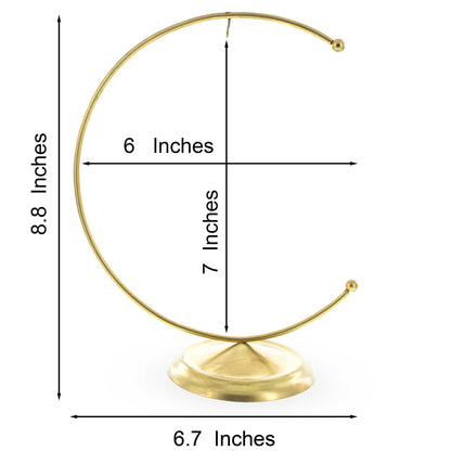 Crescent Moon Gold Metal Ornament Display Stand 8.8 Inches (Poland)