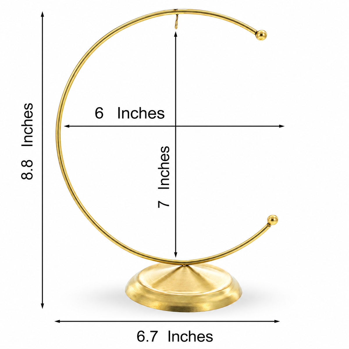 Crescent Moon Gold Metal Ornament Display Stand 8.8 Inches (Poland)