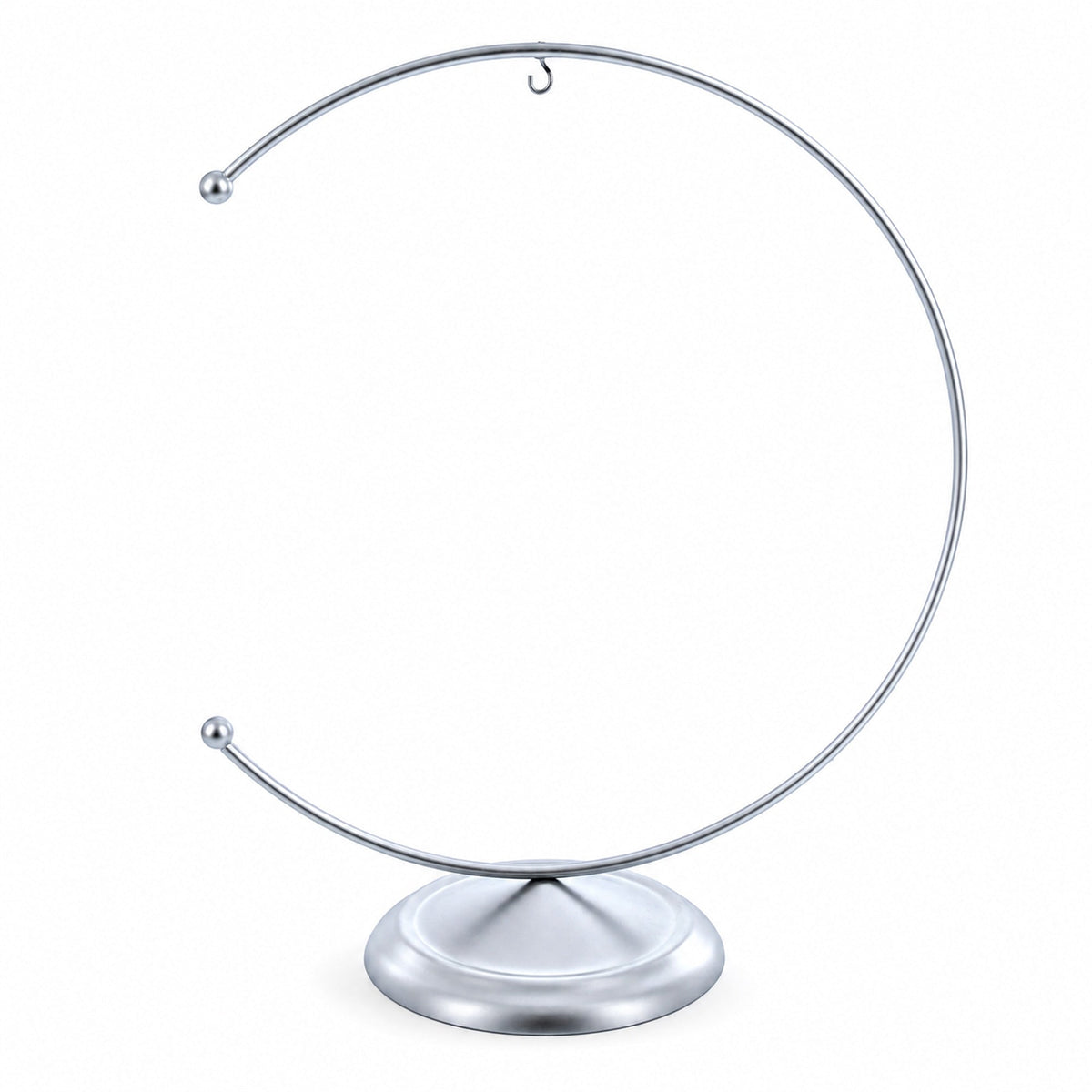 Crescent Moon Silver Metal Ornament Display Stand 8.8 Inches (Poland)