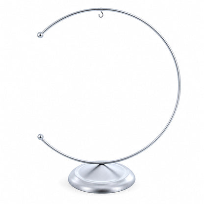Crescent Moon Silver Metal Ornament Display Stand 8.8 Inches (Poland)