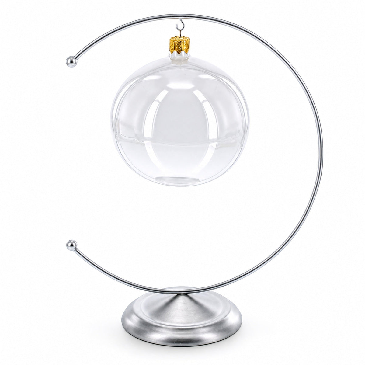 Crescent Moon Silver Metal Ornament Display Stand 8.8 Inches (Poland)