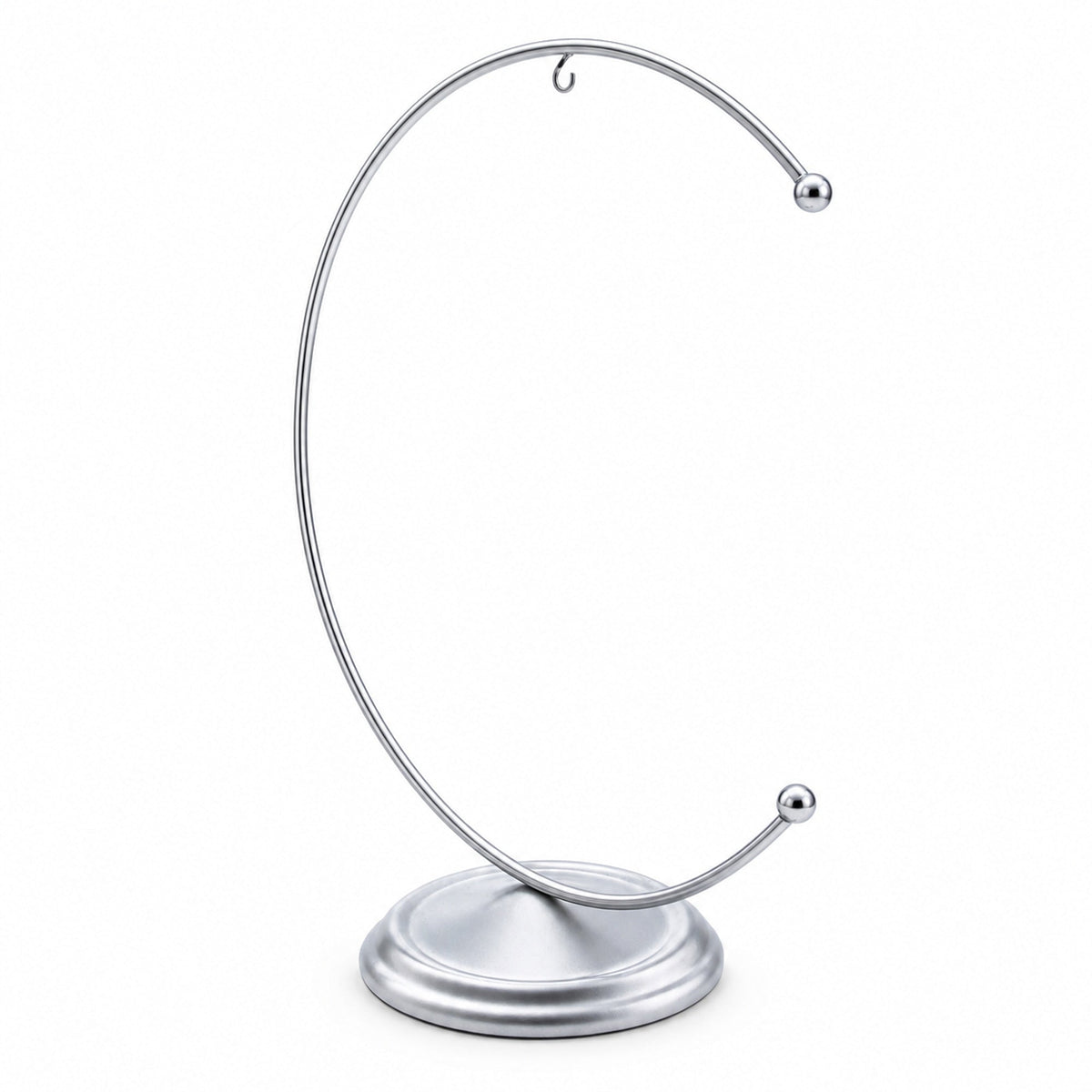 Crescent Moon Silver Metal Ornament Display Stand 8.8 Inches (Poland)