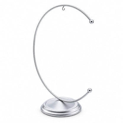 Crescent Moon Silver Metal Ornament Display Stand 8.8 Inches (Poland)