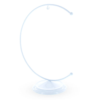 Crescent Moon White Painted Metal Ornament Display Stand 8.8 Inches (Poland)