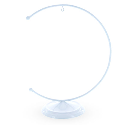 Crescent Moon White Painted Metal Ornament Display Stand 8.8 Inches (Poland)