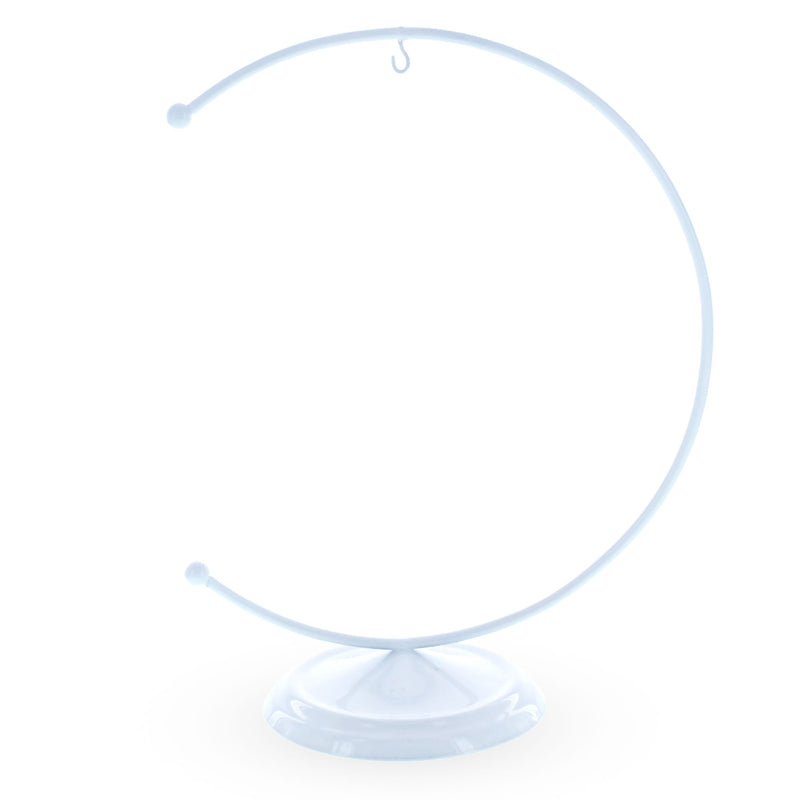 Crescent Moon White Painted Metal Ornament Display Stand 8.8 Inches (Poland)