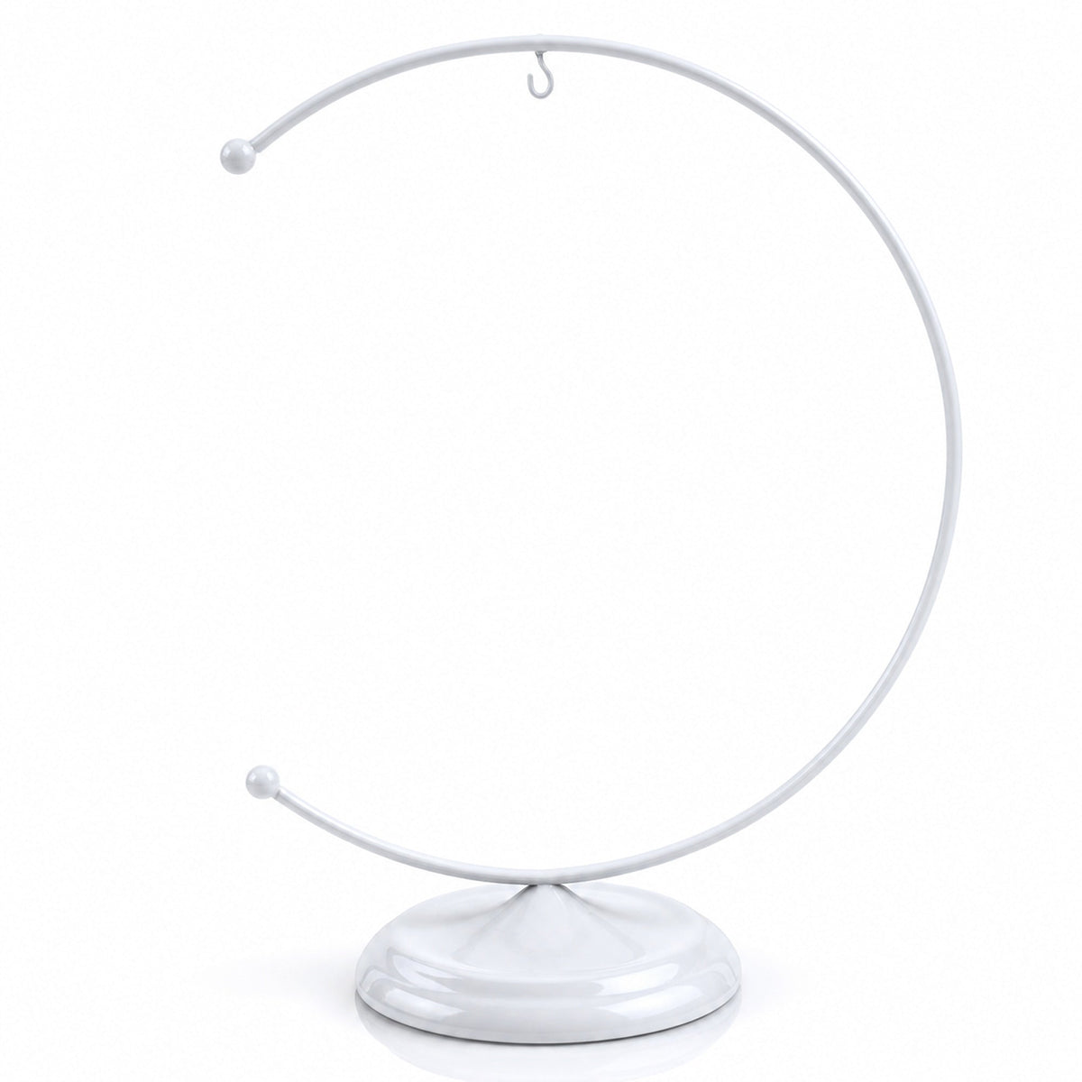 Crescent Moon White Painted Metal Ornament Display Stand 8.8 Inches (Poland)