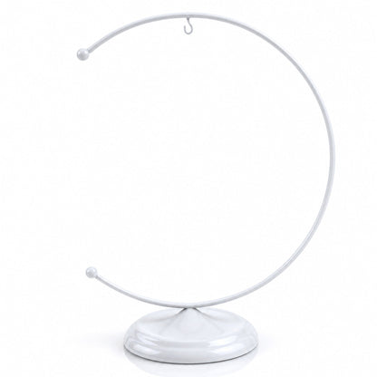 Crescent Moon White Painted Metal Ornament Display Stand 8.8 Inches (Poland)