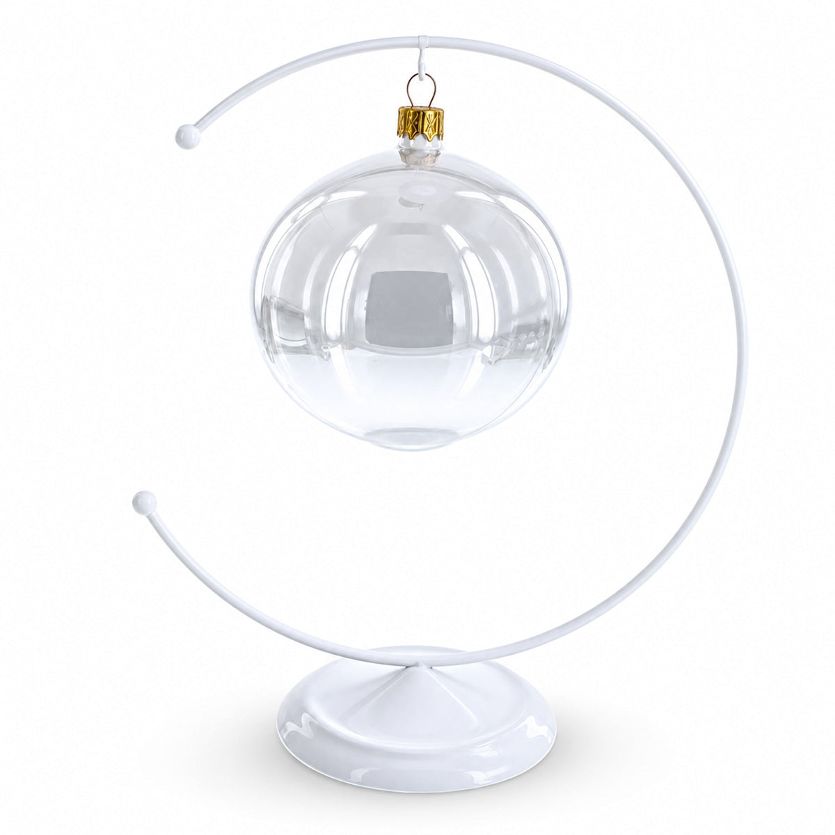 Crescent Moon White Painted Metal Ornament Display Stand 8.8 Inches (Poland)