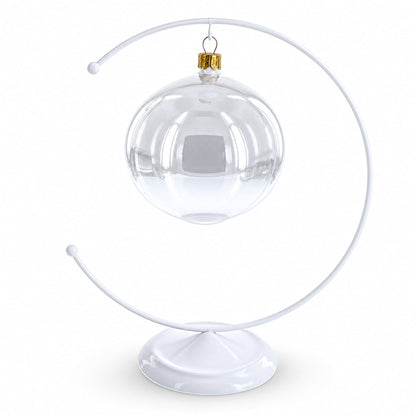 Crescent Moon White Painted Metal Ornament Display Stand 8.8 Inches (Poland)