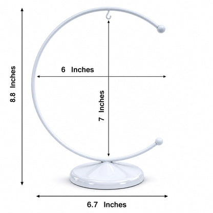 Crescent Moon White Painted Metal Ornament Display Stand 8.8 Inches (Poland)
