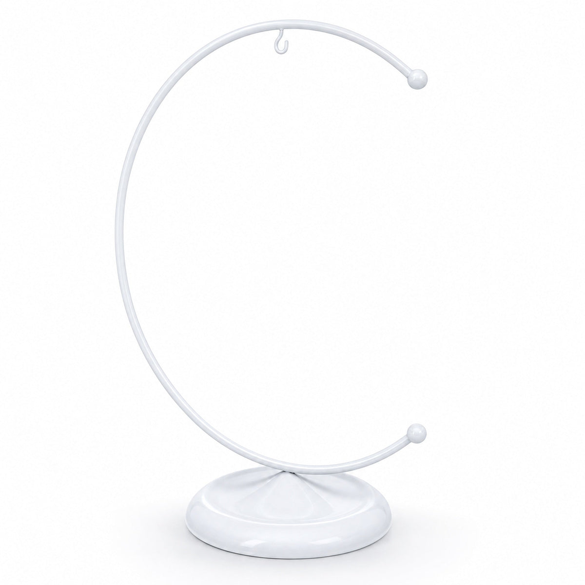 Crescent Moon White Painted Metal Ornament Display Stand 8.8 Inches (Poland)