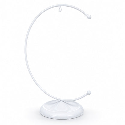 Crescent Moon White Painted Metal Ornament Display Stand 8.8 Inches (Poland)