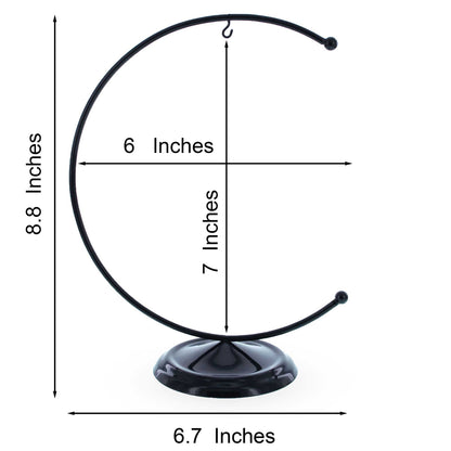 Crescent Moon Black Painted Metal Ornament Display Stand 8.8 Inches (Poland)