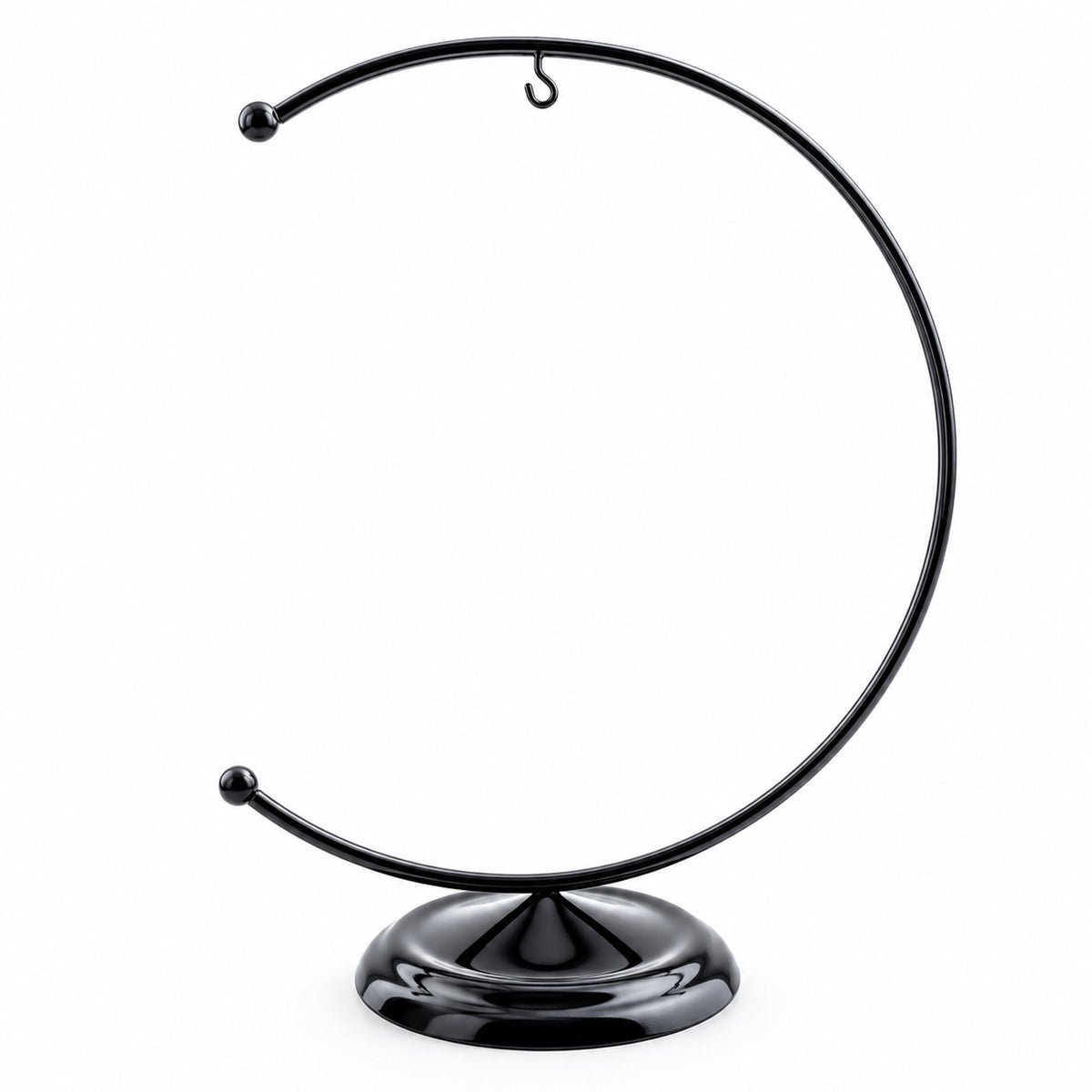 Crescent Moon Black Painted Metal Ornament Display Stand 8.8 Inches (Poland)