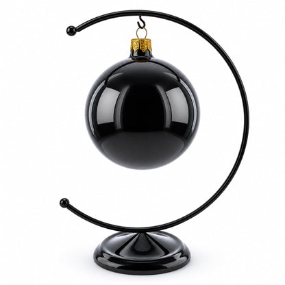 Crescent Moon Black Painted Metal Ornament Display Stand 8.8 Inches (Poland)