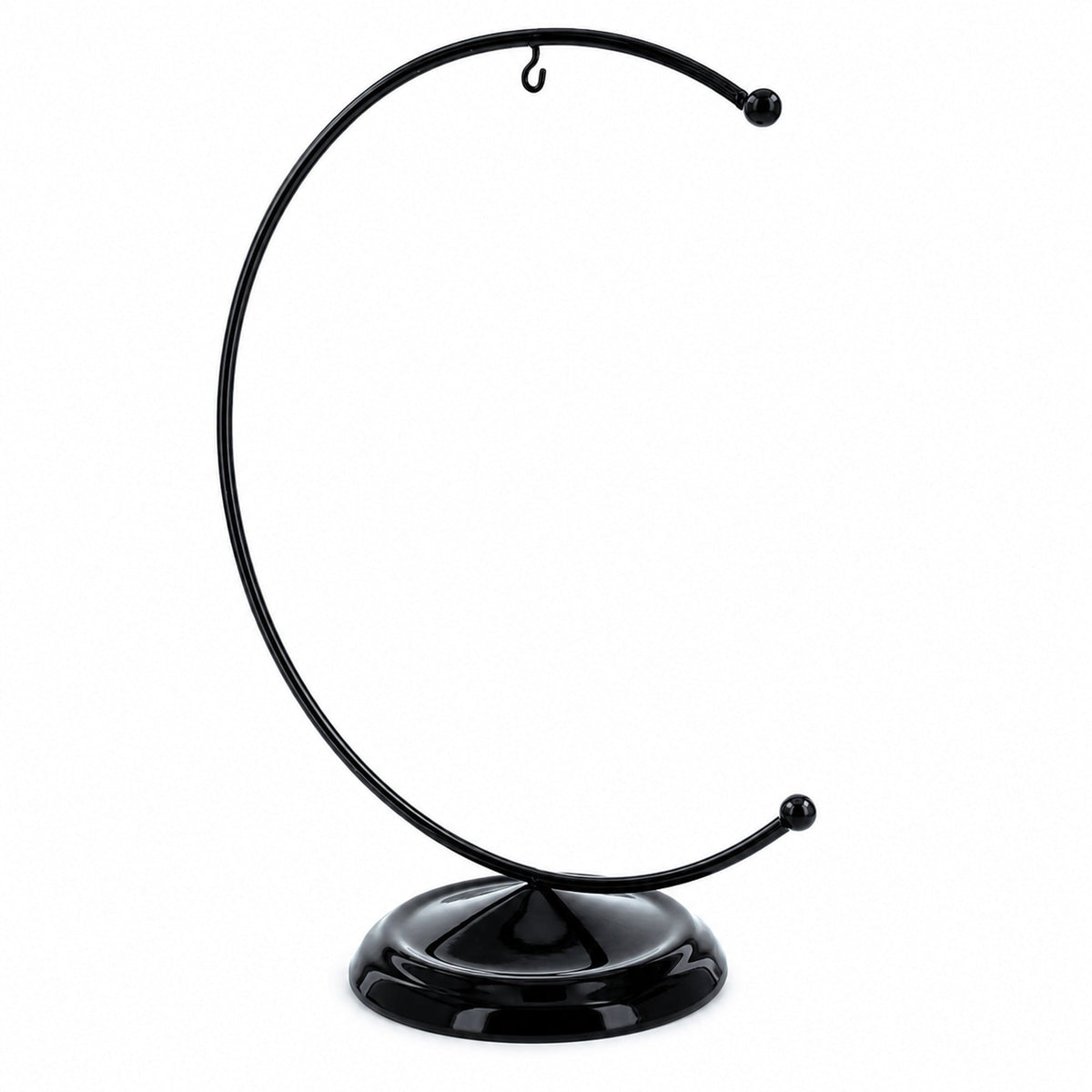 Crescent Moon Black Painted Metal Ornament Display Stand 8.8 Inches (Poland)