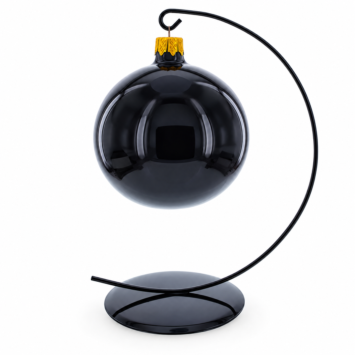 Solid Round Base Black Painted Metal Ornament Display Stand 7.8 Inches (Poland)