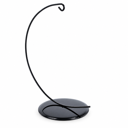 Solid Round Base Black Painted Metal Ornament Display Stand 7.8 Inches (Poland)