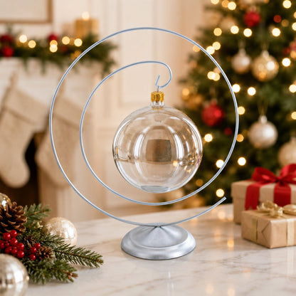 Art Deco Swirl Silver Metal Ornament Display Stand 10 Inches (Poland)