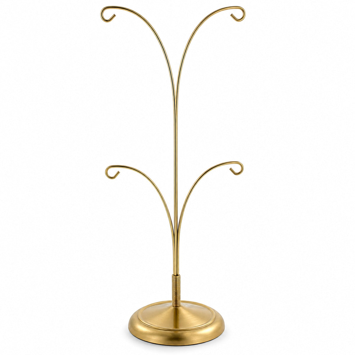 4-Arm Tree Branch Gold Metal Ornament Display Stand 12 Inches (Poland)