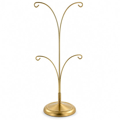 4-Arm Tree Branch Gold Metal Ornament Display Stand 12 Inches (Poland)