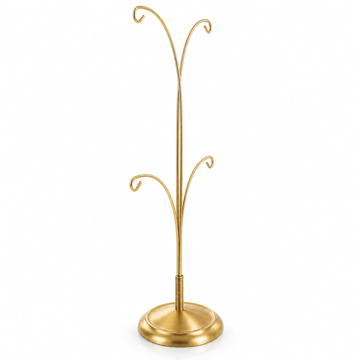 4-Arm Tree Branch Gold Metal Ornament Display Stand 12 Inches (Poland)