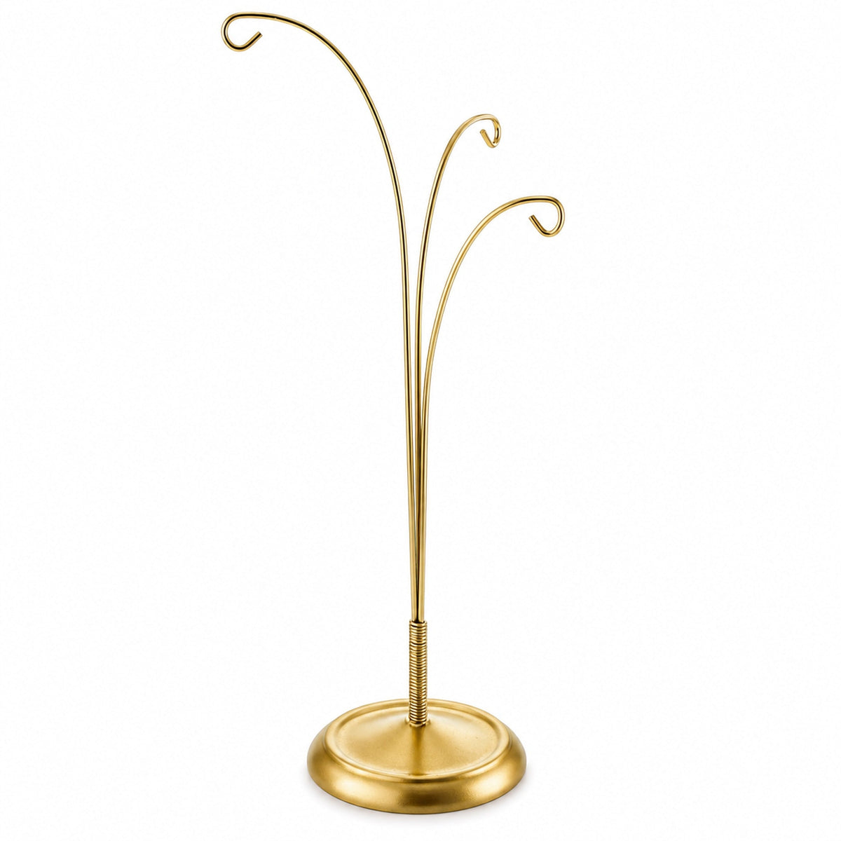 3-Arm Botanical Style Gold Metal Ornament Display Stand 12 Inches (Poland)