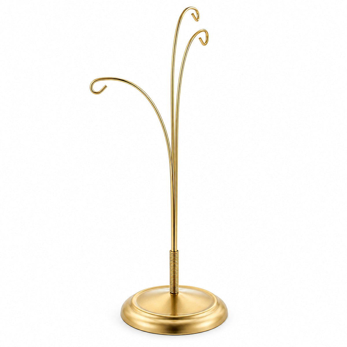 3-Arm Botanical Style Gold Metal Ornament Display Stand 12 Inches (Poland)