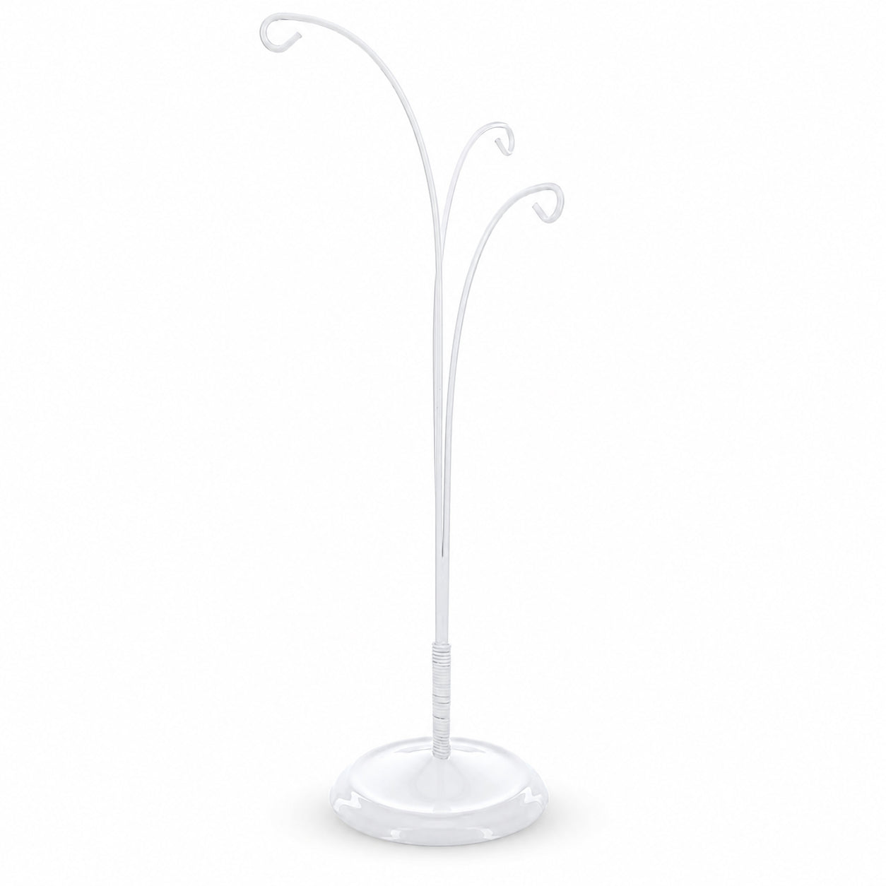 3-Arm Botanical Style White Painted Metal Ornament Display Stand 12 Inches (Poland)