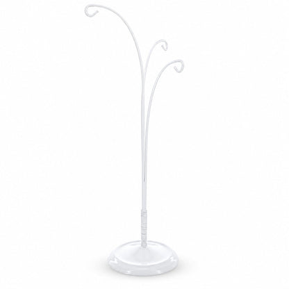 3-Arm Botanical Style White Painted Metal Ornament Display Stand 12 Inches (Poland)