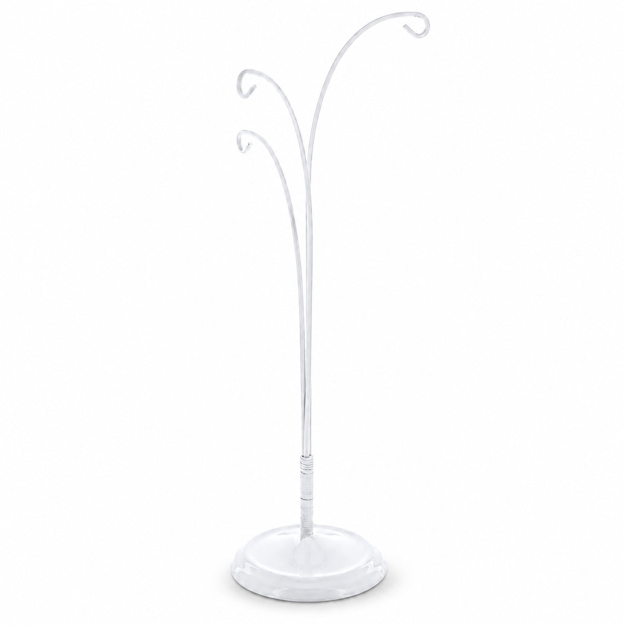 3-Arm Botanical Style White Painted Metal Ornament Display Stand 12 Inches (Poland)