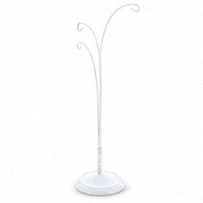 3-Arm Botanical Style White Painted Metal Ornament Display Stand 12 Inches (Poland)